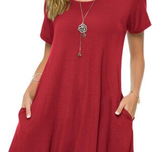 Plus Size Cotton T Shirt Dress Casual Swing Pockets Summer Wear